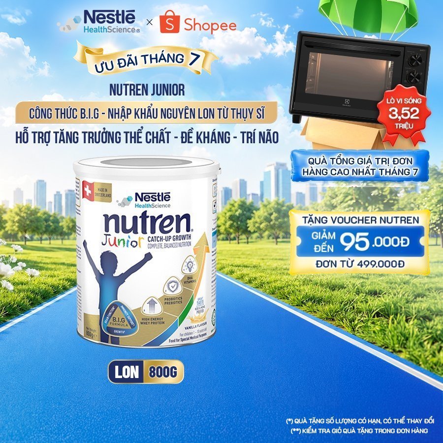 Sữa Bột NESTLÉ NUTREN JUNIOR Thụy Sĩ Với Công Thức BIG Hỗ Trợ Tăng Trưởng Cho Bé 800G
