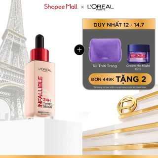 Kem nền dạng serum 24h căng mướt, tự nhiên L'Oreal Paris Infallible 24H Tinted Serum (1% Hyaluronic Acid) 30ml