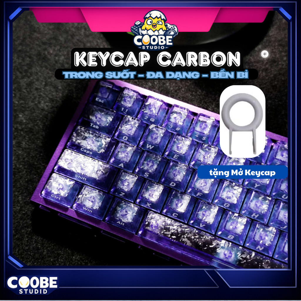 Keycap Carbon Xuyên Led Dành Cho Bàn Phím Cơ , Bàn Phím He Keycap Trong Suốt - 139 Phím - Keycap Bàn Phím - CooBe Store | BigBuy360 - bigbuy360.vn