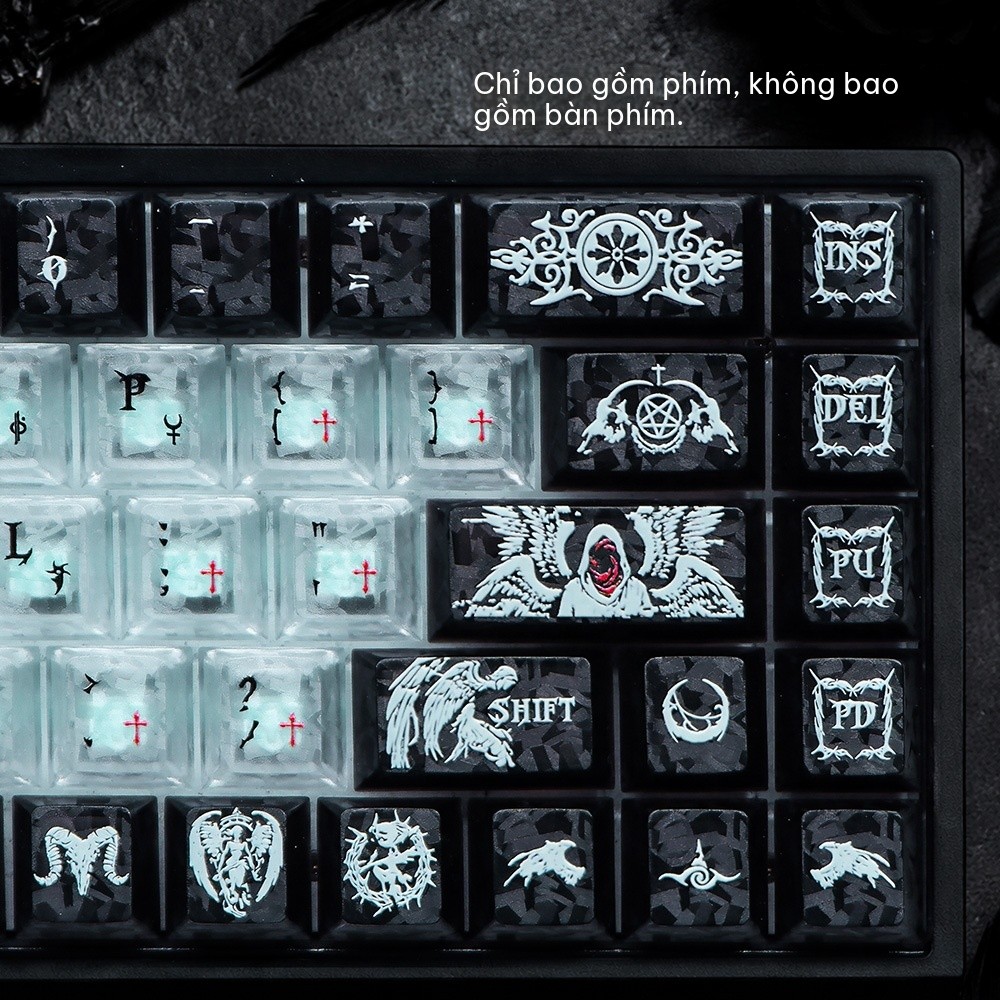 [Ship Nhanh] Keycap Dark Angel Carbon Xuyên Led - Dành cho Bàn phím cơ , Bàn phím He - Keycap Trong suốt - 136 Phím | BigBuy360 - bigbuy360.vn