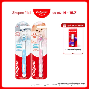 Bàn chải Colgate cho bé 5+ tuổi Fluffy Paw họa tiết thú cưng đáng yêu, lông chải siêu mềm