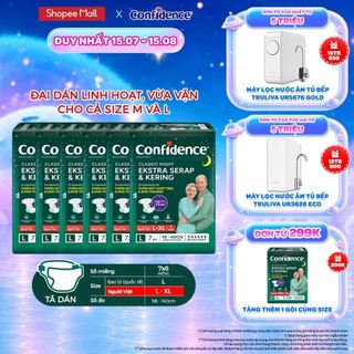 Combo 6 Tã dán ngưới lớn Confidence Thấm Hút Vượt Trội & Khô Thoáng M-L 8M/L-XL 7M