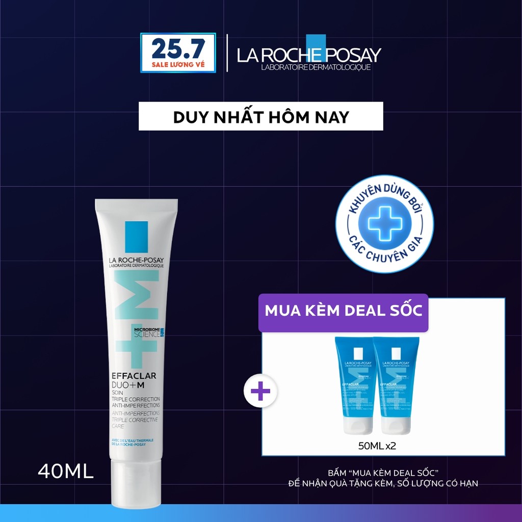Kem dưỡng giảm mụn nhanh 8 giờ La Roche-Posay Effaclar Duo+ M 40ml