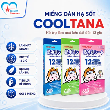 [Hộp 6 miếng] Miếng dán Cooltana - Dán hạ sốt Cooltana cho bé - Dùng được cho trẻ nhỏ, trẻ sơ sinh