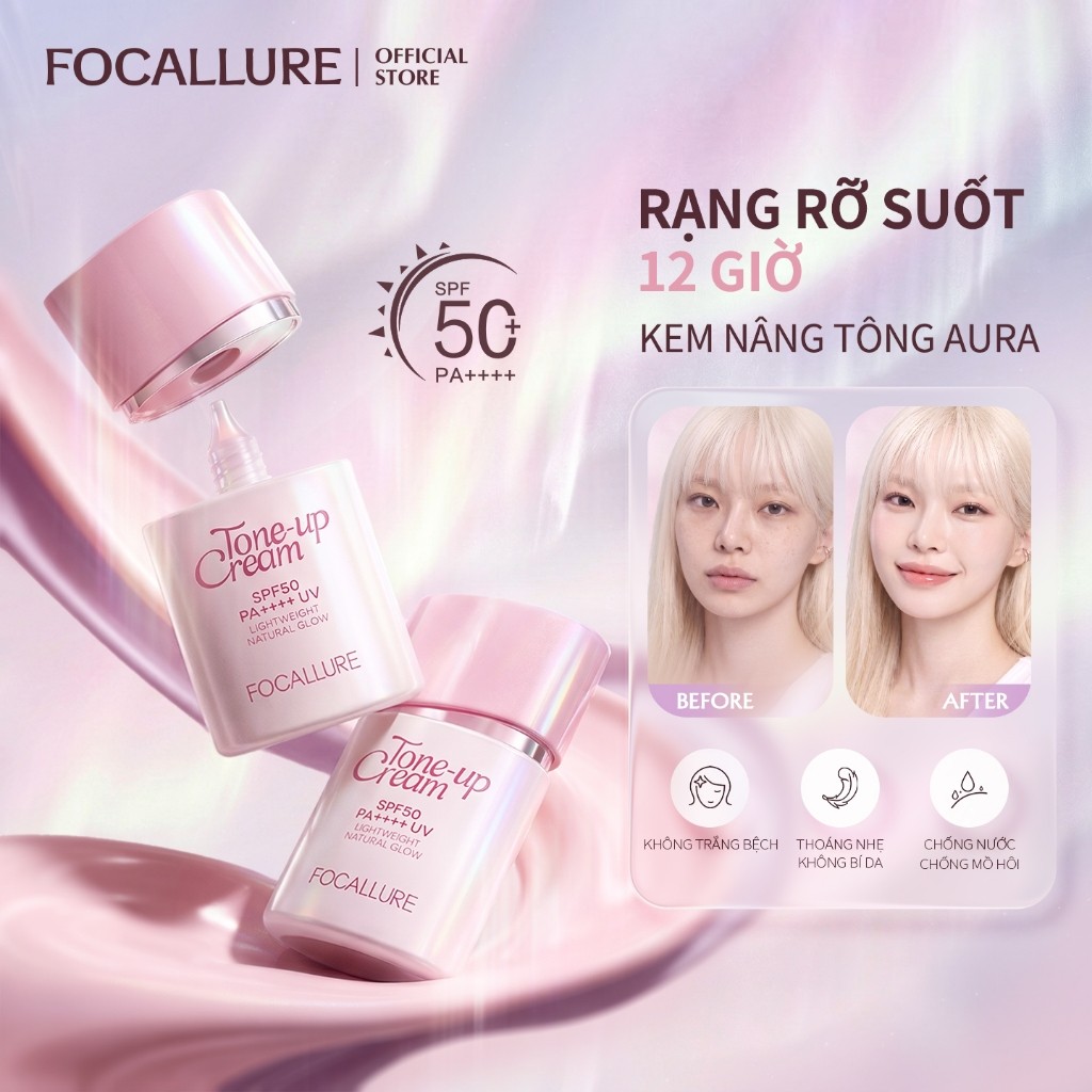 Kem chống nắng FOCALLURE TOUCH Aura Tone-Up SPF50 + PA + + + + Kem chống nắng