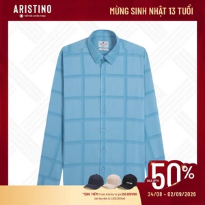 ÁO SƠ MI DÀI TAY ARISTINO MÀU XANH DƯƠNG KẺ ALS14002
