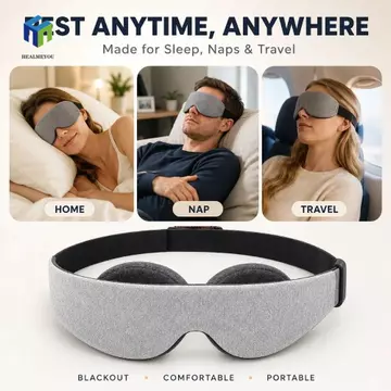 HEALMEYOU Bịt mắt, Mặt nạ ngủ thoải mái bằng không áp lực mắt, giúp giấc ngủ sâu Làm mờ giấc ngủ có thể điều chỉnh Cốc mắt có thể tháo rời Mặt nạ ngủ 3D khi ngủ