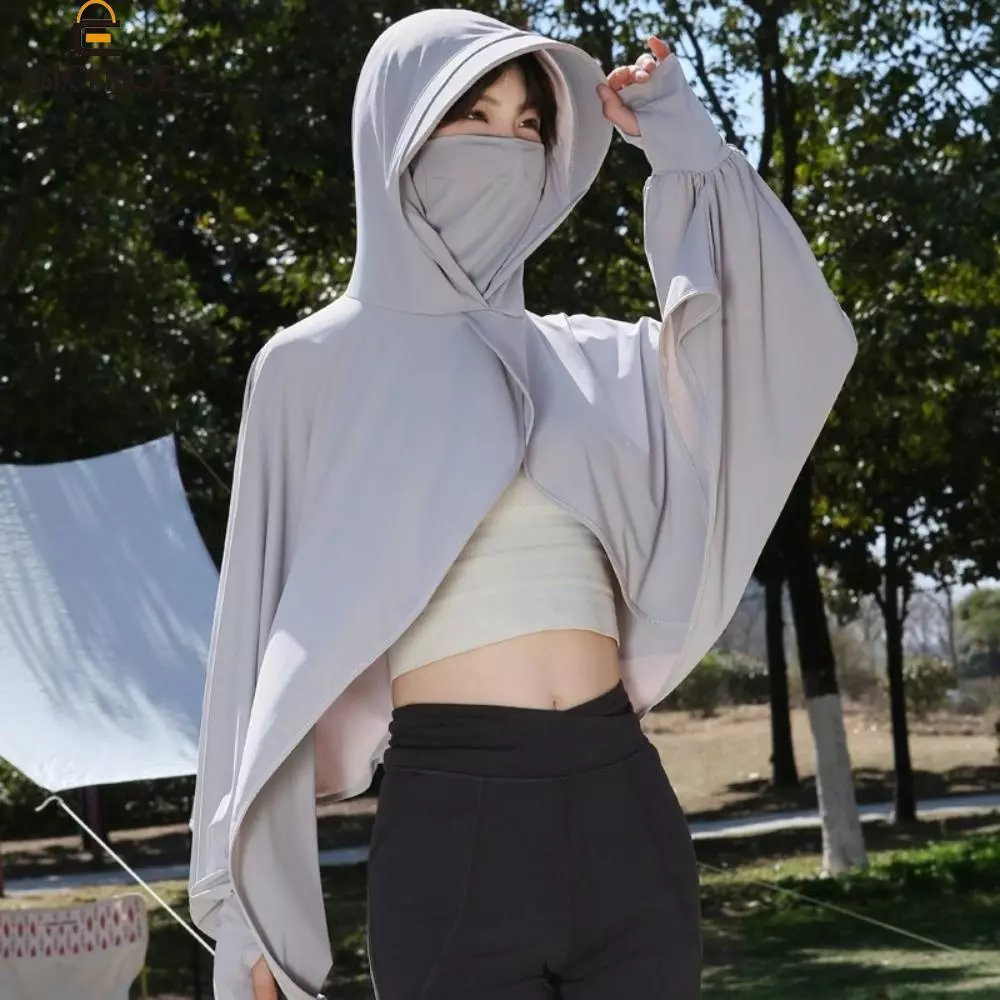 Áo Hoodie chống nắng 3 trong 1 FUJIZOU, Khăn choàng chống nắng mỏng chống tia cực tím, Khăn choàng chống nắng làm mát không thấm nước nhanh khô vừa vặn Quần áo chống nắng chạy bộ