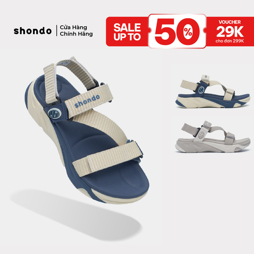 Giày Sandal Nam Nữ Shondo F8M Quai Dù Dệt Dập Gân Nhiều Màu