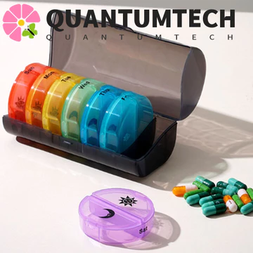 Hộp đựng thuốc chia 7 ngày QUANTUMTECH, Hộp đựng thuốc Hộp đựng Vitamin 14 lưới, Hộp đựng thuốc có thể tái sử dụng 2 lần một ngày trong tuần Hộp đựng thuốc cầu vồng Vitamin & chất bổ sung