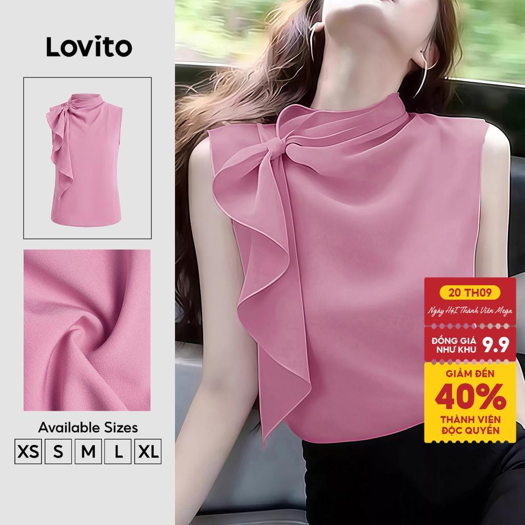 Lovito Áo nữ hồng thời trang xuân hè thắt nút rũ thanh lịch TKK8P1D277