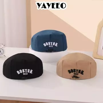 Mũ nồi YAYEEO, Mũ lưỡi vịt Denim cổ điển có thể điều chỉnh, Mũ lưỡi thêu chữ thời trang Mũ lưỡi trai Cotton thoáng khí cho trẻ em