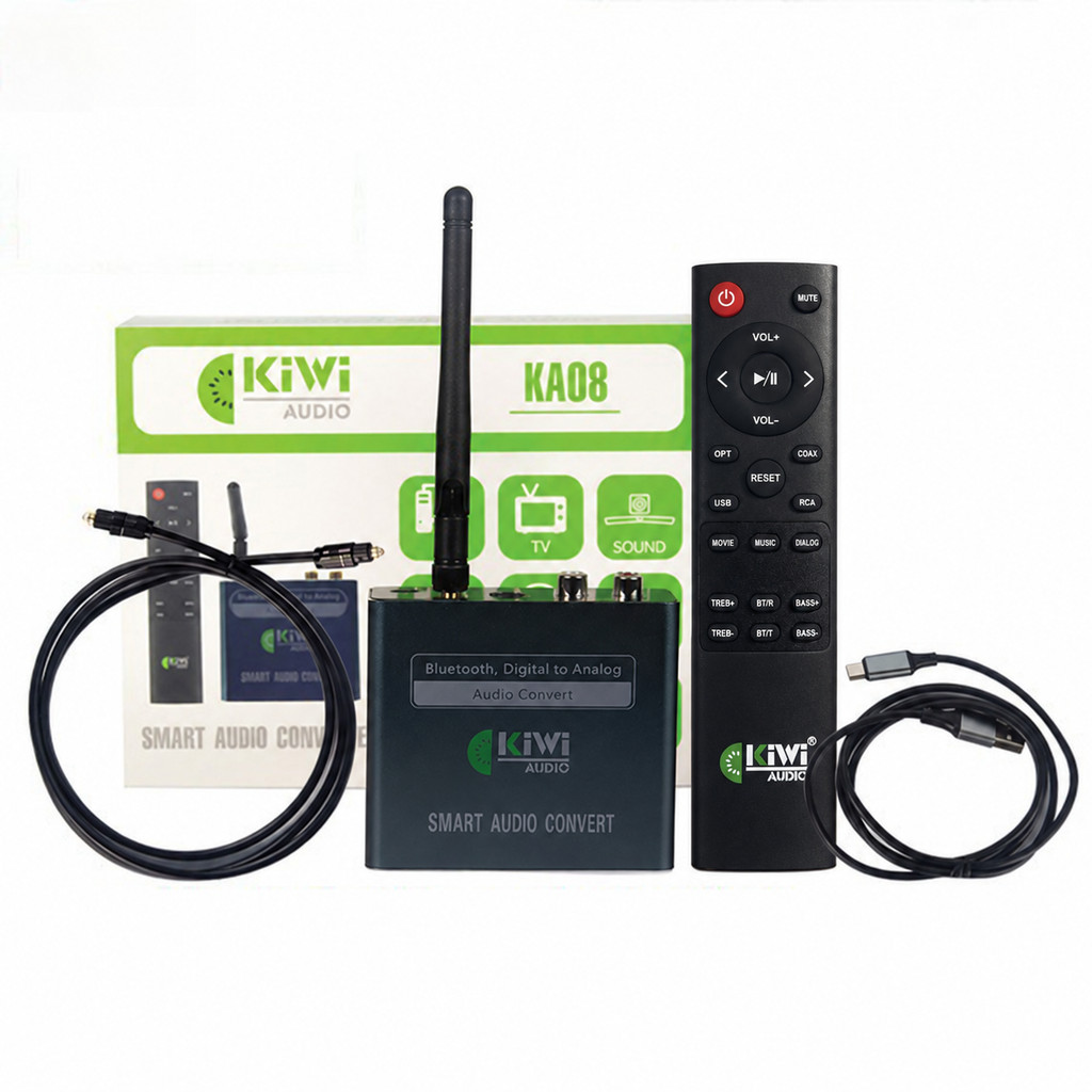 Nilank Bộ Chuyển Đổi Âm Thanh kiwi ka08 Hỗ Trợ Bluetooth Với Cáp Quang+USB+Điều Khiển