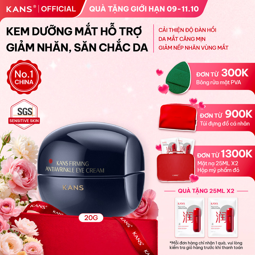 KANS Kem Mắt Chống Lão Hóa 20g Giúp Giảm Nếp Nhăn Đuôi Mắt, Săn Chắc Da, Tăng Độ Đàn Hồi Với Peptide Kép