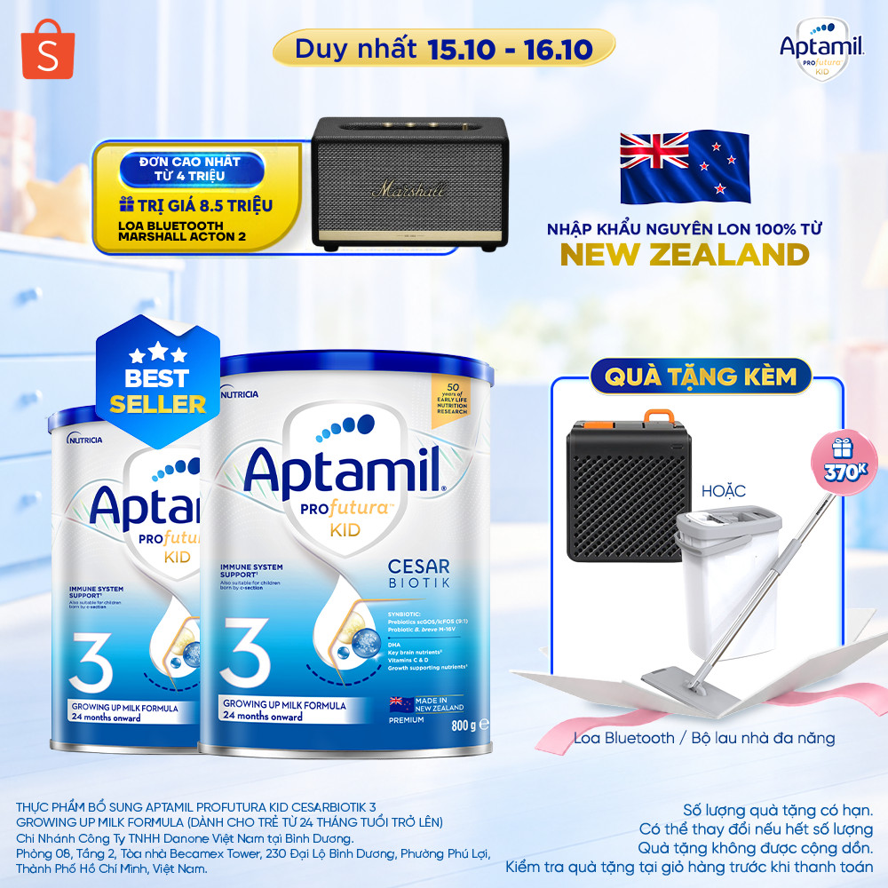 [MUA KÈM DEAL SỐC] CB2 Sữa bột Aptamil Kid Cesarbiotik New Zealand số 3 - Synbiotic đặc chế
