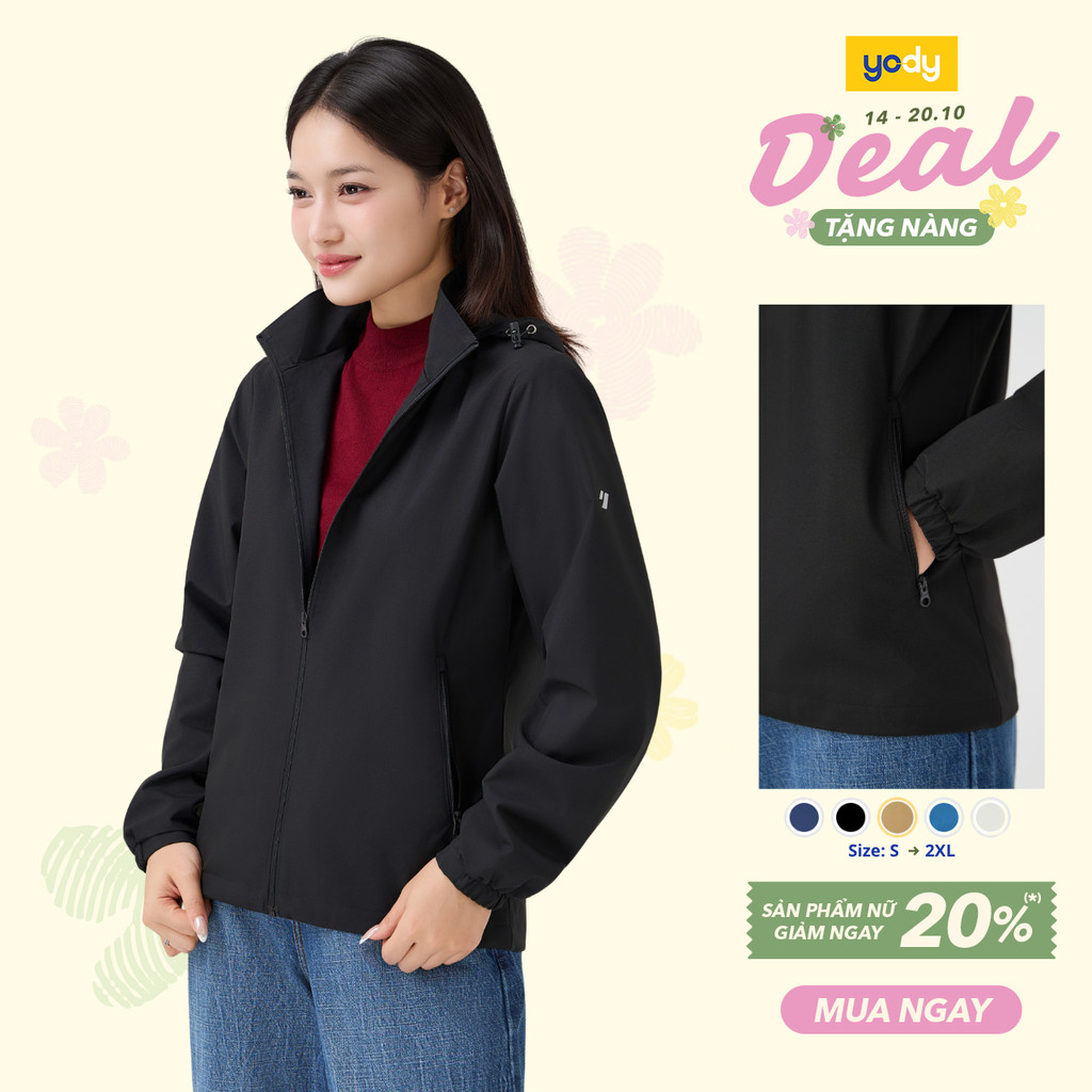 Áo khoác gió nữ YODY basic cản gió chống bụi hiệu quả WCWC25F048