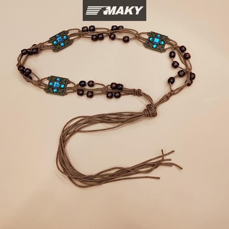 Newwellknownepic Phong Cách Bohemian Dệt Nước Phong Cách Dân Tộc Hạt Thắt Lưng Nữ Thường Ngày Kỳ Nghỉ Phong Cách Dây Thắt Lưng VN