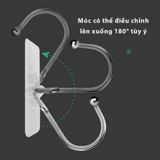 [Bản lớn] Set 10 móc treo đồ đa năng dán tường siêu dính, chịu lực tốt, chất liệu inox không gỉ