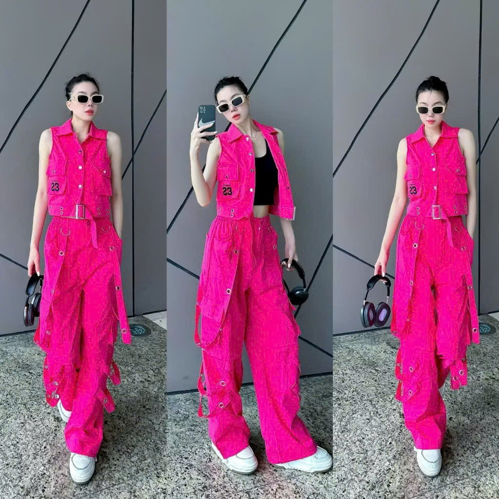 Bộ thể thao kaki, áo gile + quần xuông túi hộp tập nhảy, aerobic , shufflerdance, zumba (có lẻ áo)