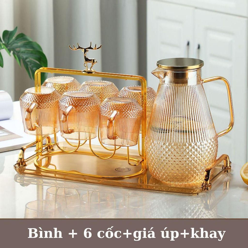 [ Gochy ] Bộ Bình Cốc Thủy Tinh Chịu Nhiệt BN03 Cao Cấp Sang Trọng Dung ...