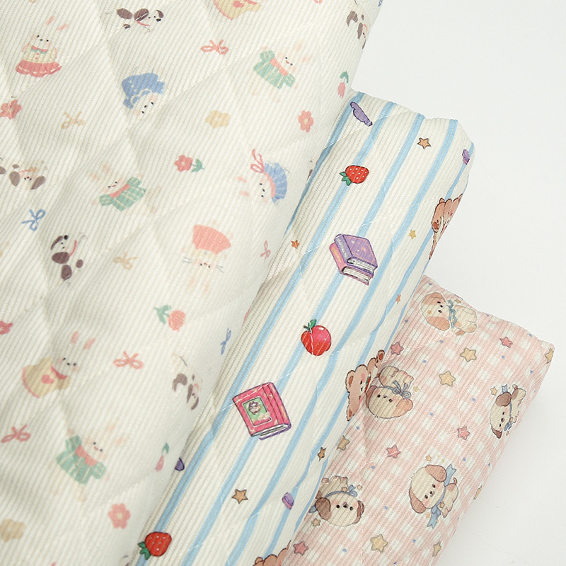 Vải Cotton Dày 50x150cm In Hình Gấu Nhỏ, Phù Hợp May Áo Khoác Handmade Trẻ Em