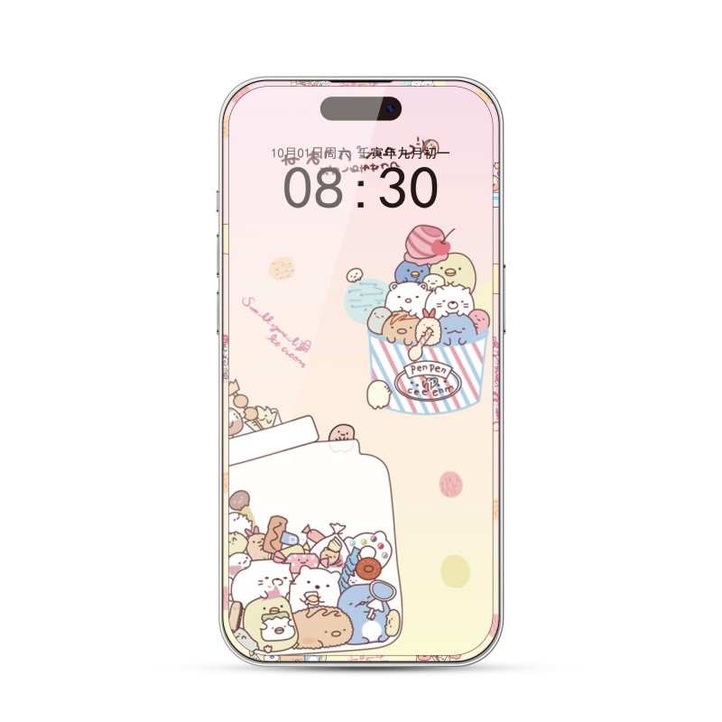 3D dễ thương 9H Phim hoạt hình Bảo vệ màn hình Phim kính cường lực cho iphone x xs xsmax xr 11 12 13 14 15 16 17 Pro max plus