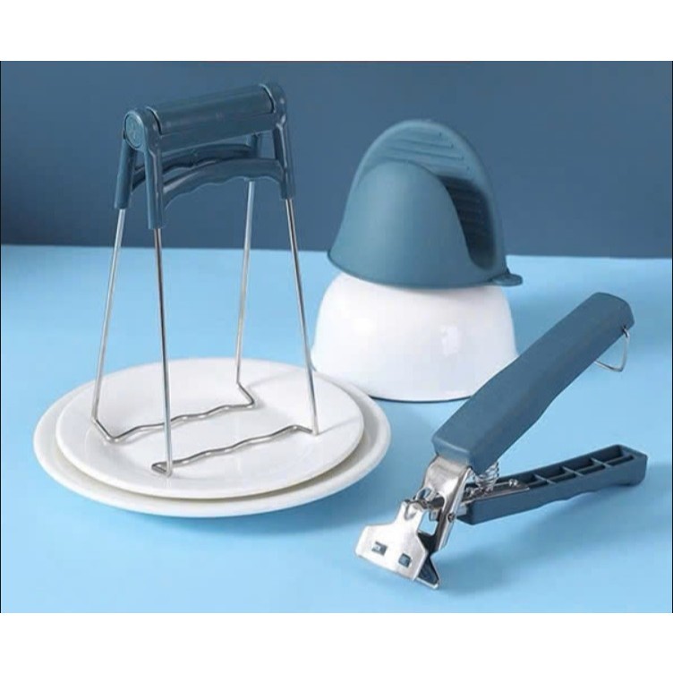 Bộ Dụng Cụ Gắp Đồ Nóng Inox Không Gỉ Thông Minh Set 3 Món | Kẹp Bát Đĩa Chống Nóng Nhà Bếp Tiện Lợi