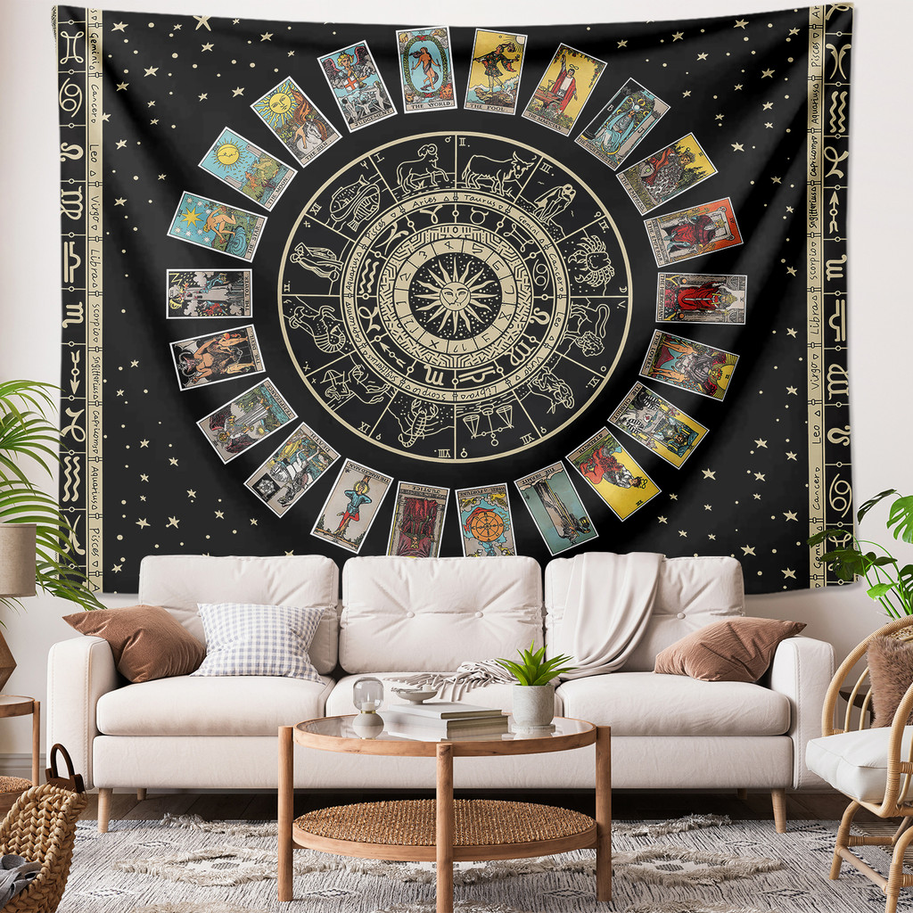 Tấm thảm treo tường bói toán thẻ Tarot có kẹp Tấm thảm Polyester Trang trí nội thất