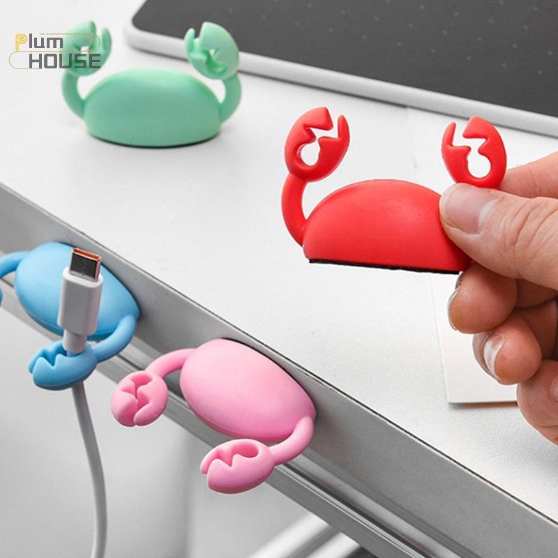 PlumHOUSE Dễ Thương Cua Cáp Tổ Chức Kẹp Cáp Dữ Liệu Đứng Điện Thoại Di Động Cáp Sạc Tổ Chức Fixer Bàn Tự Dính Dây Tidy Giá Đỡ VN
