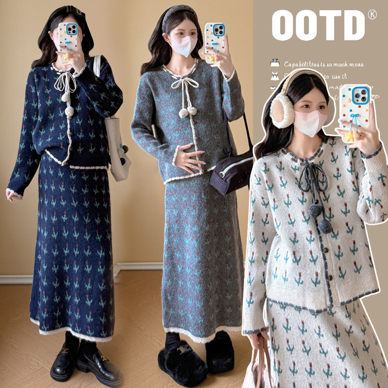Bộ đồ bà bầu thời trang thu đông, áo len cao cấp
