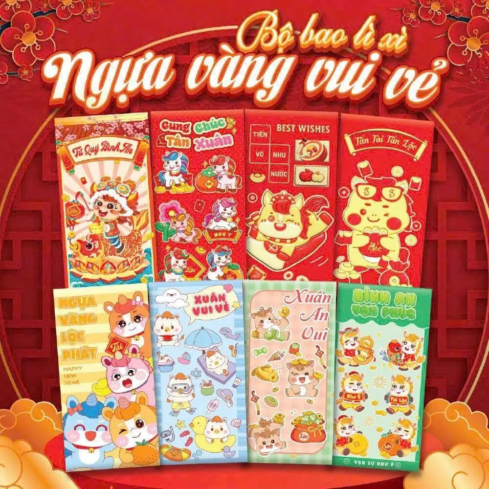 [Sỉ Tại Xưởng] Set 100 Bao Lì Xì Tết 2026 | Sản Phẩm Cao Cấp, Thiết Kế Đẹp Phù Cho Dịp Tết Bính Ngọ