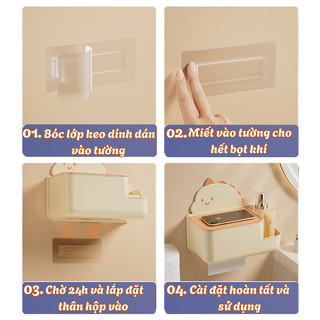 Hộp đựng giấy vệ sinh gắn tường có ngăn đựng đồ thiết kế dễ thương, chống nước tiện lợi cho nhà tắm
