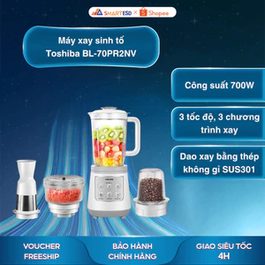 Máy xay sinh tố Toshiba BL-70PR2NV 1.5L - Thép không gỉ - Bảo hành chính hãng 12 tháng [Hỏa tốc Hcm]
