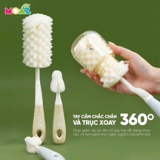 Bộ cọ rửa bình moaz eco 2 màu xám, be đánh bay mọi vết bẩn