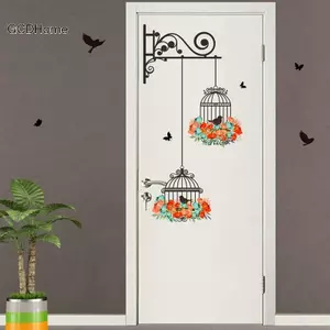 GCDHome Hoa Nhiều Màu Sắc Lồng Chim Bay Chim Treo Tường Tầng Sáng Tạo Trang Trí Nhà Phòng Khách Đề Can Giấy Dán Tường Phòng Ngủ Vườn ươm Trang Trí Cửa Sổ HOT