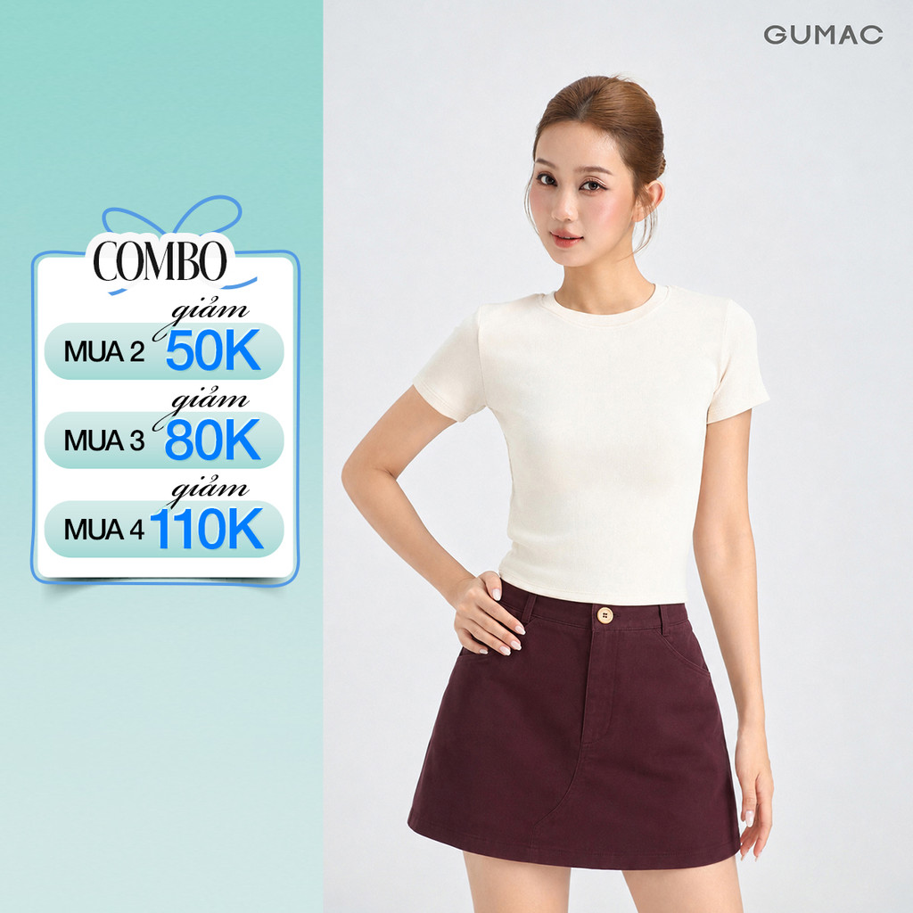 Chân Váy Nữ GUMAC Form A Có Lót Quần Dây Kéo Sau Thoải Mái Tiện Lợi YVG06040