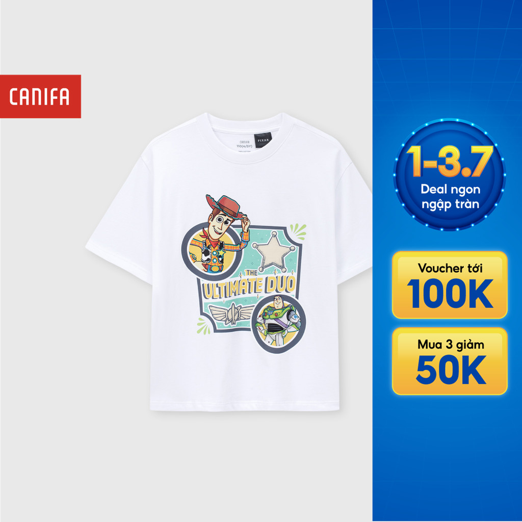 Áo phông bé trai CANIFA áo thun cộc tay 100% cotton mềm mại thấm hút tốt in hình Pixar 2TS26S004