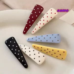 SAMO 2 Kẹp Tóc Chấm Bi, Kẹp Tóc Mỏ Vịt Phong Cách Ngọt Ngào Chống Trơn Trượt, Kẹp Cá Sấu Hàn Quốc Cô Gái