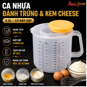 Ca Nhựa Đánh Trứng & Kem Cheese 2.5L – Có Nắp Đậy, Tiện Lợi, Chuyên Dụng Cho Pha Chế