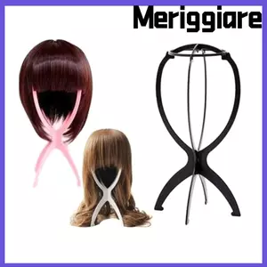 Giá đỡ tóc giả gấp di động MERIGGIARE, Giá đỡ đầu bằng nhựa có thể điều chỉnh rỗng, Dụng cụ trưng bày tóc giả có thể gập lại bằng nhựa ổn định bền bỉ Đào tạo cắt tóc