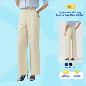 Quần Khaki YODY Dáng Suông Cạp Cao Cơ Bản TRA WCCH25A051