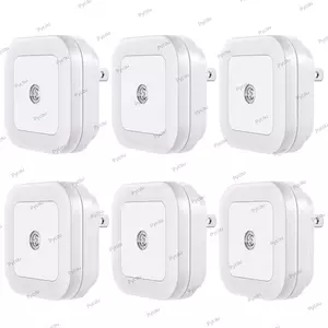 PYCOU 6 Gói Đèn Ngủ LED, Cảm Biến Dusk Đến Bình Minh Đèn Cảm Biến Chuyển Động Vuông, Ấm Áp Cắm US Cắm Đèn Trắng Cảm Biến Thông Minh Nhà Bếp