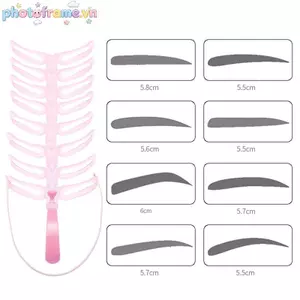 Photoframe 8 in1 Khuôn Lông Mày Lông Mày Stencils Thiết Kế Tái Sử Dụng Thẻ Chải Lông Mày VN
