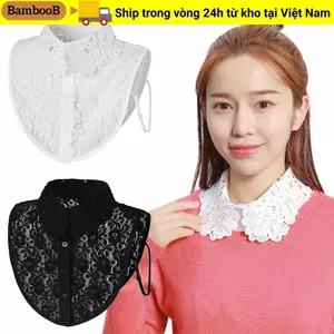 BAMBOOB Cổ Giả, Ren Có Thể Điều Chỉnh Cổ Giả, Quần Áo Phụ Kiện Trắng Đen Có Thể Tháo Rời Ve Áo Nửa Áo Sơ Mi Nữ Bé Gái