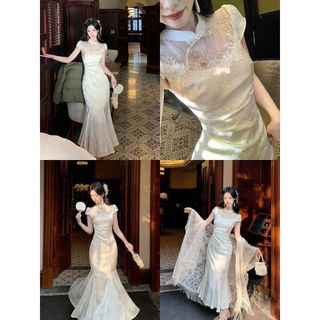 Đầm sườn xám cải tiến mới mùa xuân hè, thanh lịch và mang phong cách cổ điển sang trọng cho Nữ