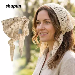 Khăn quàng tam giác SHUPUN, Băng đan Boho thoáng khí, Thời trang rỗng mùa hè quấn cổ nữ trang trí đa năng