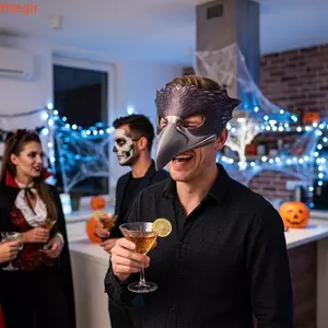 THEGIRL8B Mặt nạ đại bàng Halloween, Da PU có đai đàn hồi Mặt nạ Cosplay động vật, Mũ trùm đầu toàn mặt thủ công Da chim Đại bàng Mặt nạ biểu diễn sân khấu Đạo cụ
