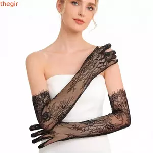 Găng Tay Ren THEGIRL8B, Găng Tay Dài Trong Suốt Màu Trơn, Lưới Thanh Lịch Mỏng Dài Cô Dâu Phụ Kiện Chụp Ảnh