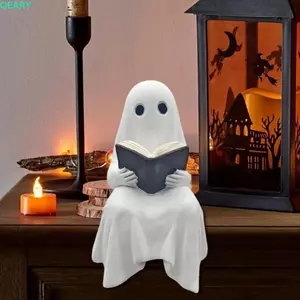 QEARY Ma Ma Quái Tượng, Ngồi Sách Đọc Sách Ma Tượng Đọc Sách, Ngộ nghĩnh Nhựa Dễ Thương Vẽ Tay Halloween Ma Tượng Trang Trí Bàn Làm Việc