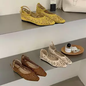 TT Rỗng Khắc Giày Đế Bằng Nữ Giày Đơn Khóa Phẳng Giày Ba Lê Thoải Mái Phù Hợp Với Giày Sandal Thoáng Khí